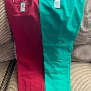 Chaus red and Green Vibrant Bottoms